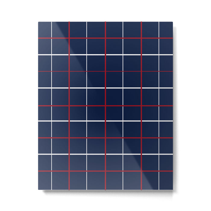 Navy Red White Tattersall Metal Print Gallery Image 1
