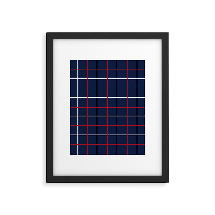 Navy Red White Tattersall Framed Art Print Gallery Image 1