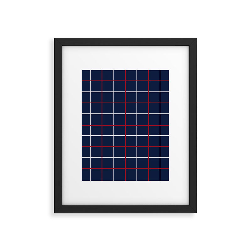 Navy Red White Tattersall Framed Art Print Gallery Image 6
