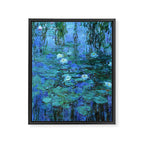 Claude Monet Water Lilies BLUE Framed Canvas Print Gallery Image 3