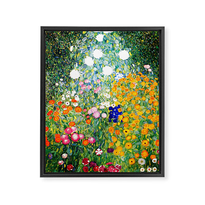 Gustav Klimt Flower Garden  vibrant Framed Canvas Print Gallery Image 1