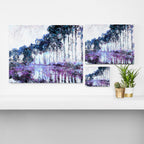 Monet : Poplars Lavender Periwinkle Deep Blue Canvas Print Gallery Image 3