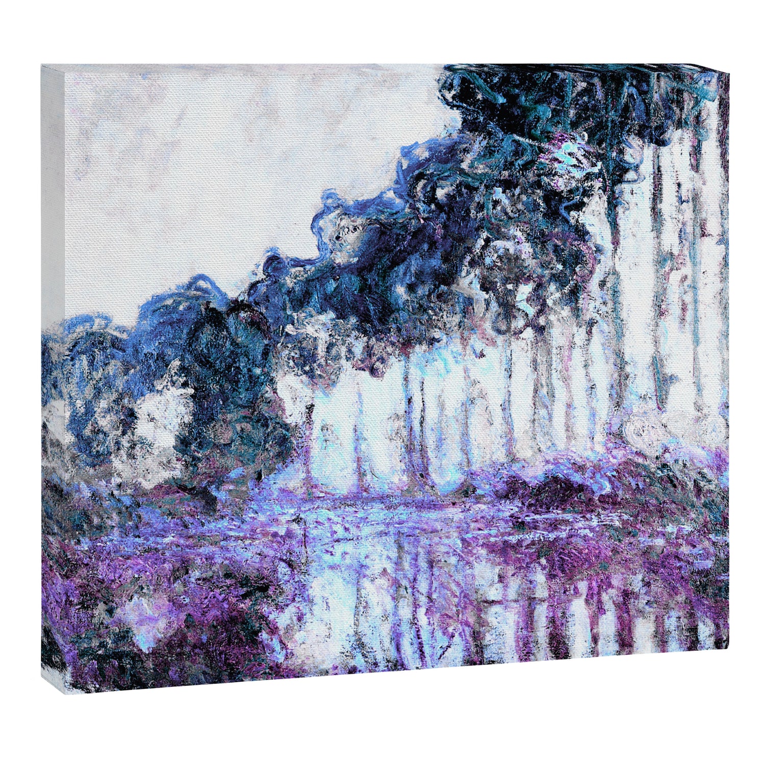 Monet : Poplars Lavender Periwinkle Deep Blue Canvas Print Gallery Image 3