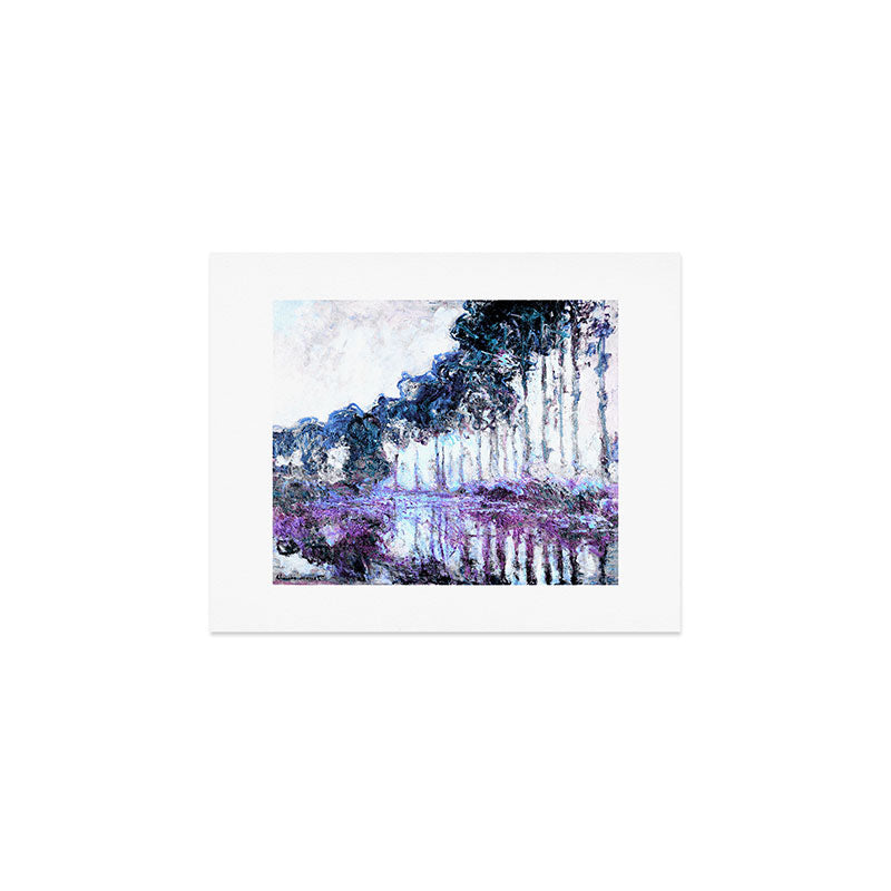Monet : Poplars Lavender Periwinkle Deep Blue Art Print Gallery Image 1