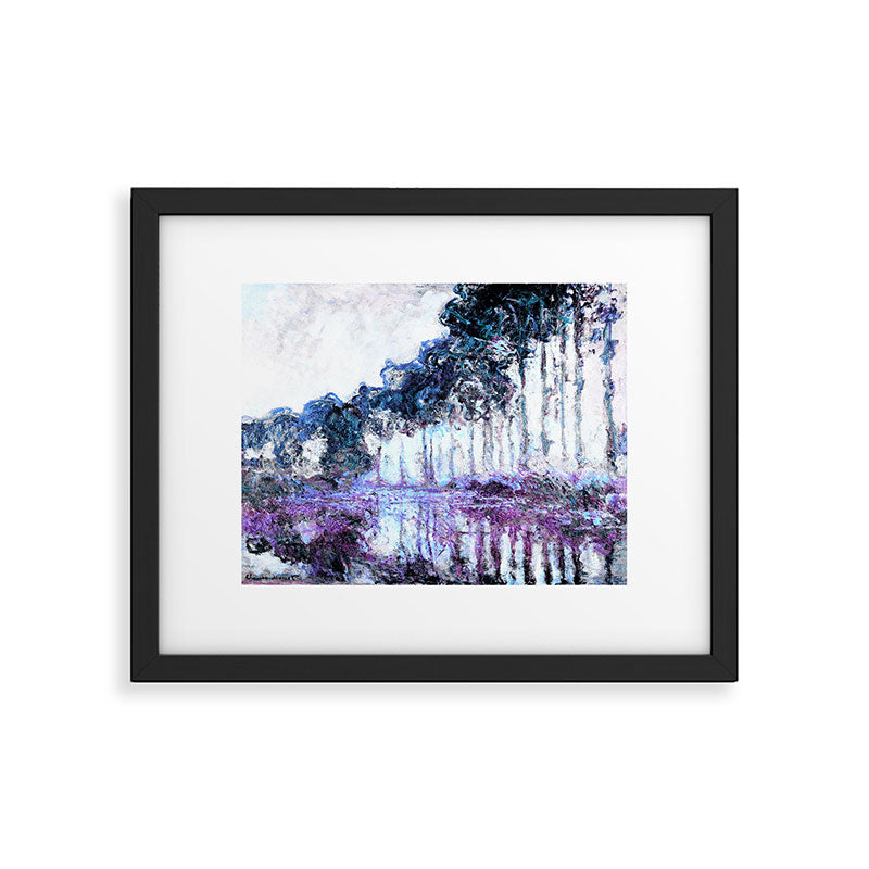 Monet : Poplars Lavender Periwinkle Deep Blue Framed Art Print Gallery Image 6