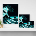 The Great Wave : Dark Teal Canvas Print Gallery Image 3