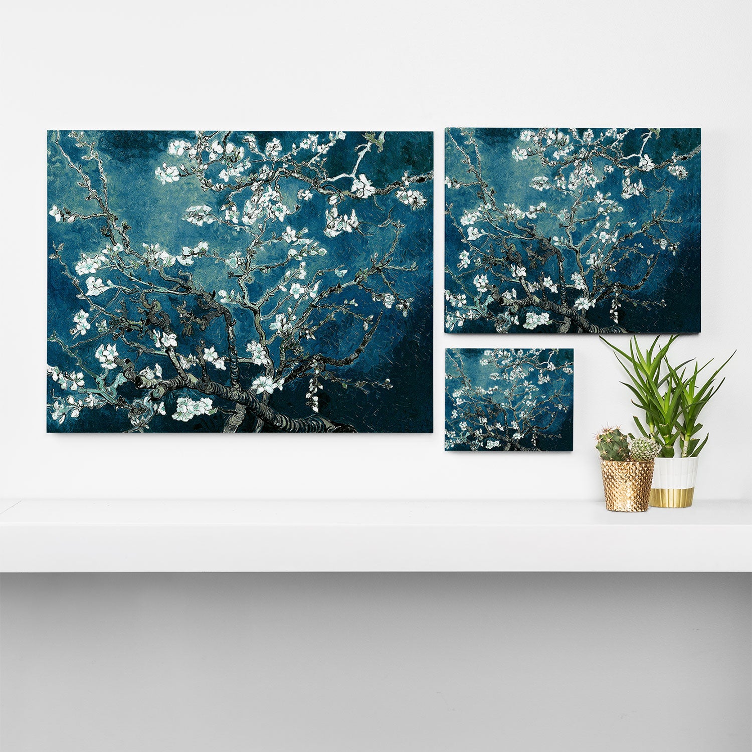 Van Gogh Almond Blossoms : Dark Teal Canvas Print Gallery Image 3