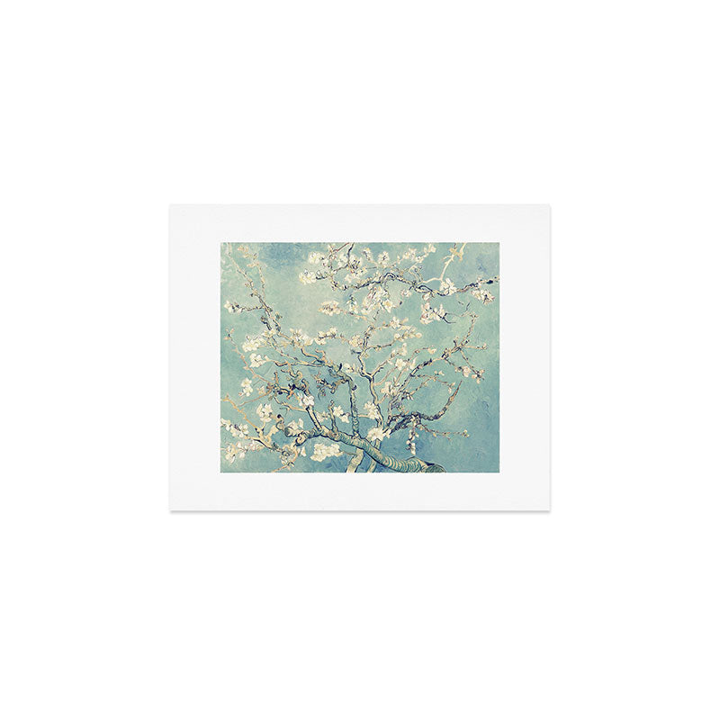 Van Gogh Almond Blossoms Muted Teal Cream Art Print Gallery Image 1