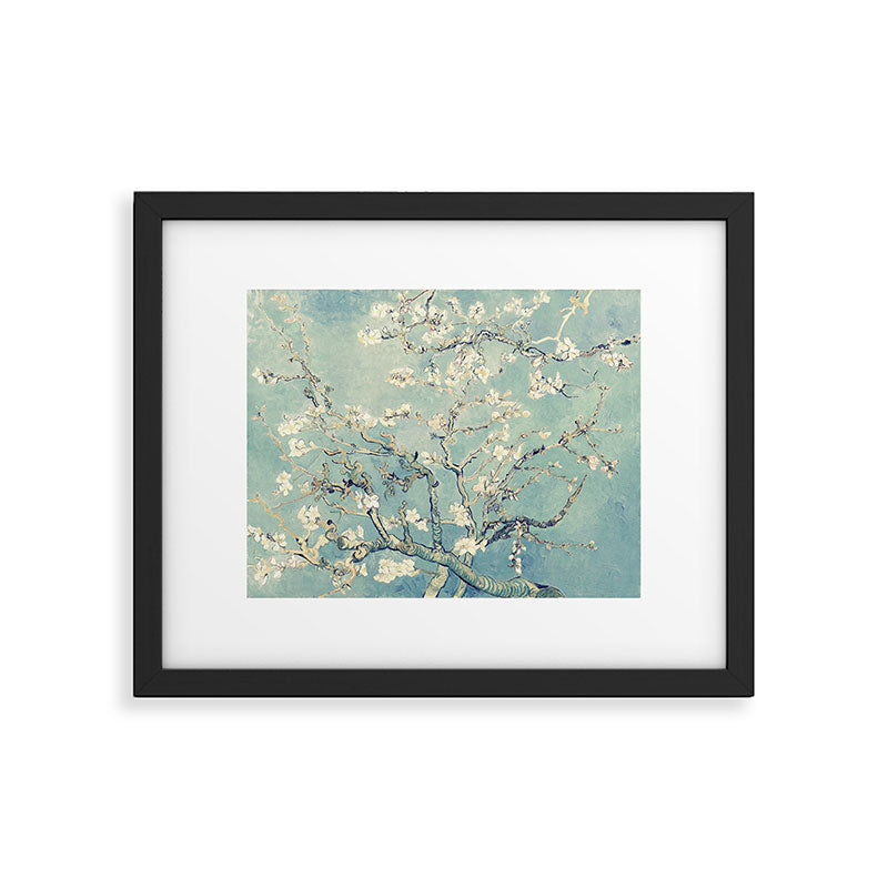 Van Gogh Almond Blossoms Muted Teal Cream Framed Art Print Gallery Image 5