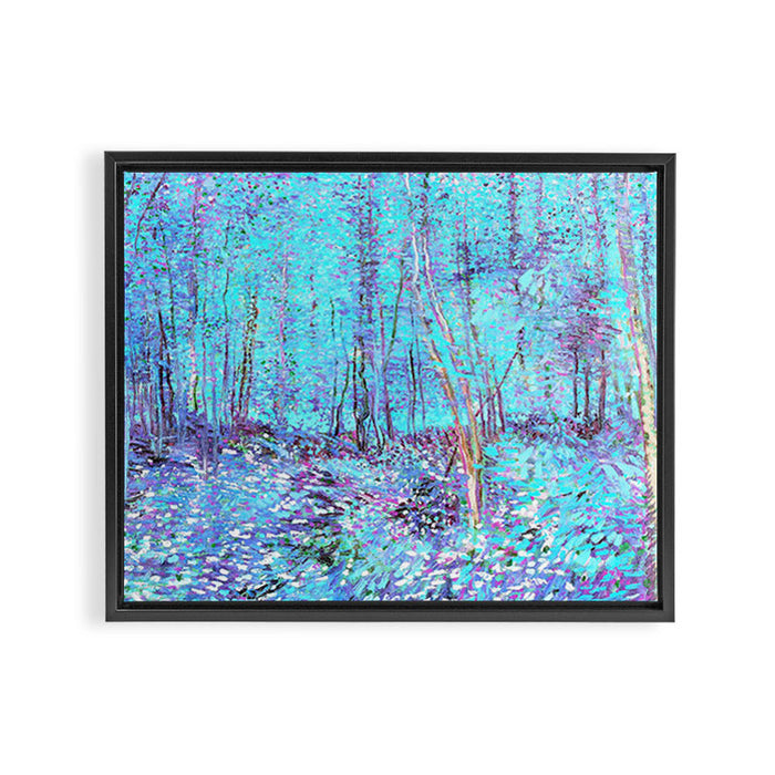Van Gogh Trees & Underwood Aqua Lavender Framed Canvas Print Gallery Image 1