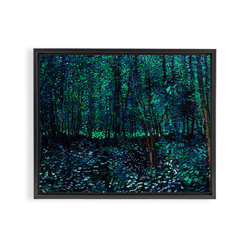 Vincent Van Gogh Trees & Underwood Teal Green Framed Canvas Print Gallery Image 3