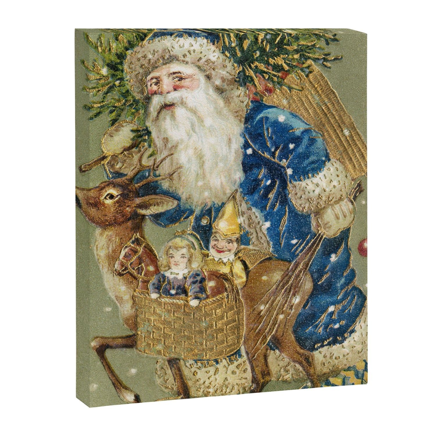 Vintage Christmas : Blue Cloaked Santa Claus Canvas Print Gallery Image 3