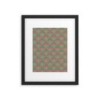 Art Nouveau Pattern 2 Red Sage Green Yellow Ochre On Blue Framed Art Print Gallery Image 6