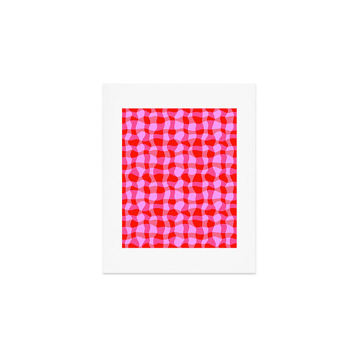 Colorful Wavy Check Pattern 1 - Pink And Red Art Print Gallery Image 1