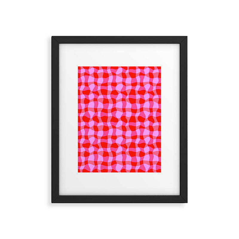 Colorful Wavy Check Pattern 1 - Pink And Red Framed Art Print Gallery Image 6