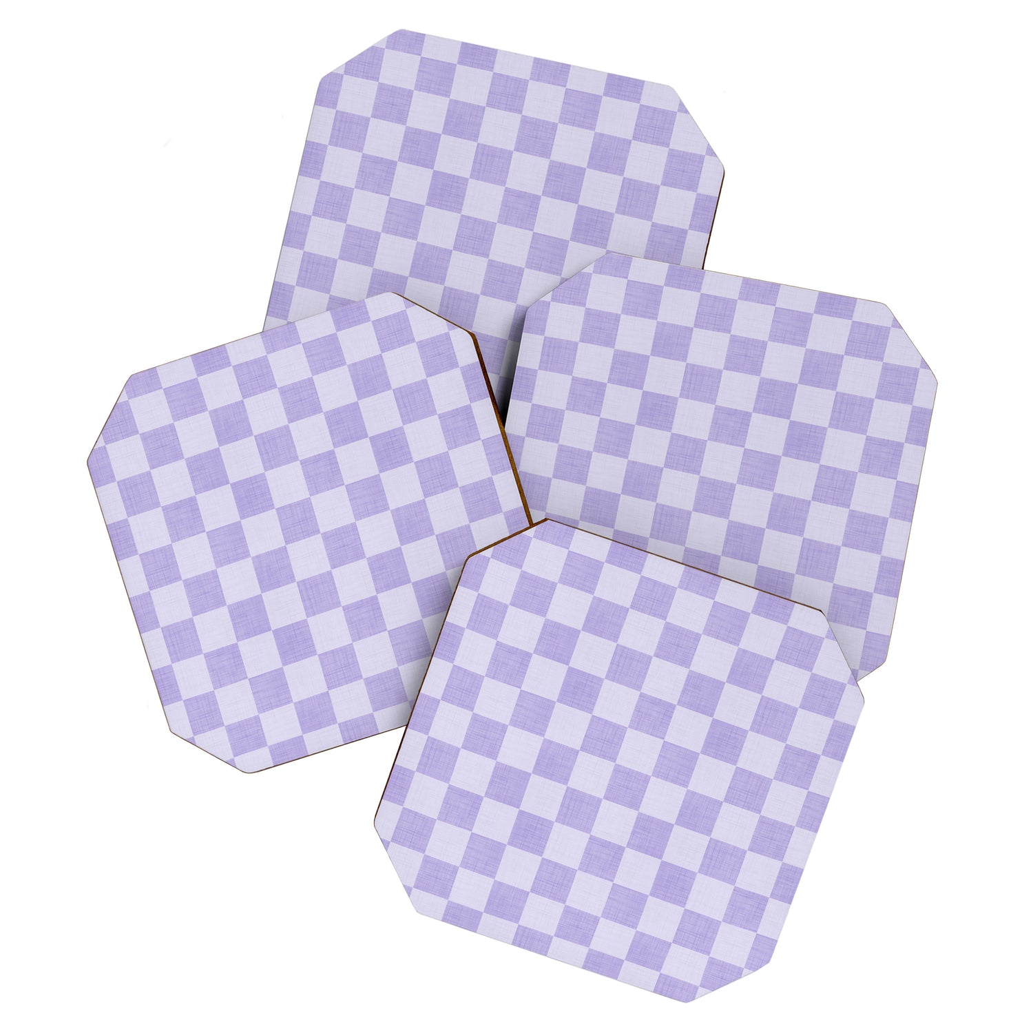 Linen Check Pattern - Lavender Coaster Gallery Image 1