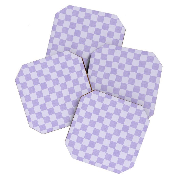 Linen Check Pattern - Lavender Coaster Gallery Image 1