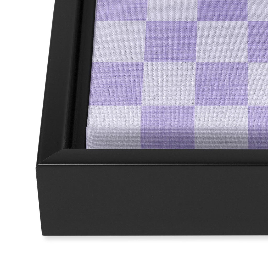 Linen Check Pattern - Lavender Framed Canvas Print Gallery Image 3