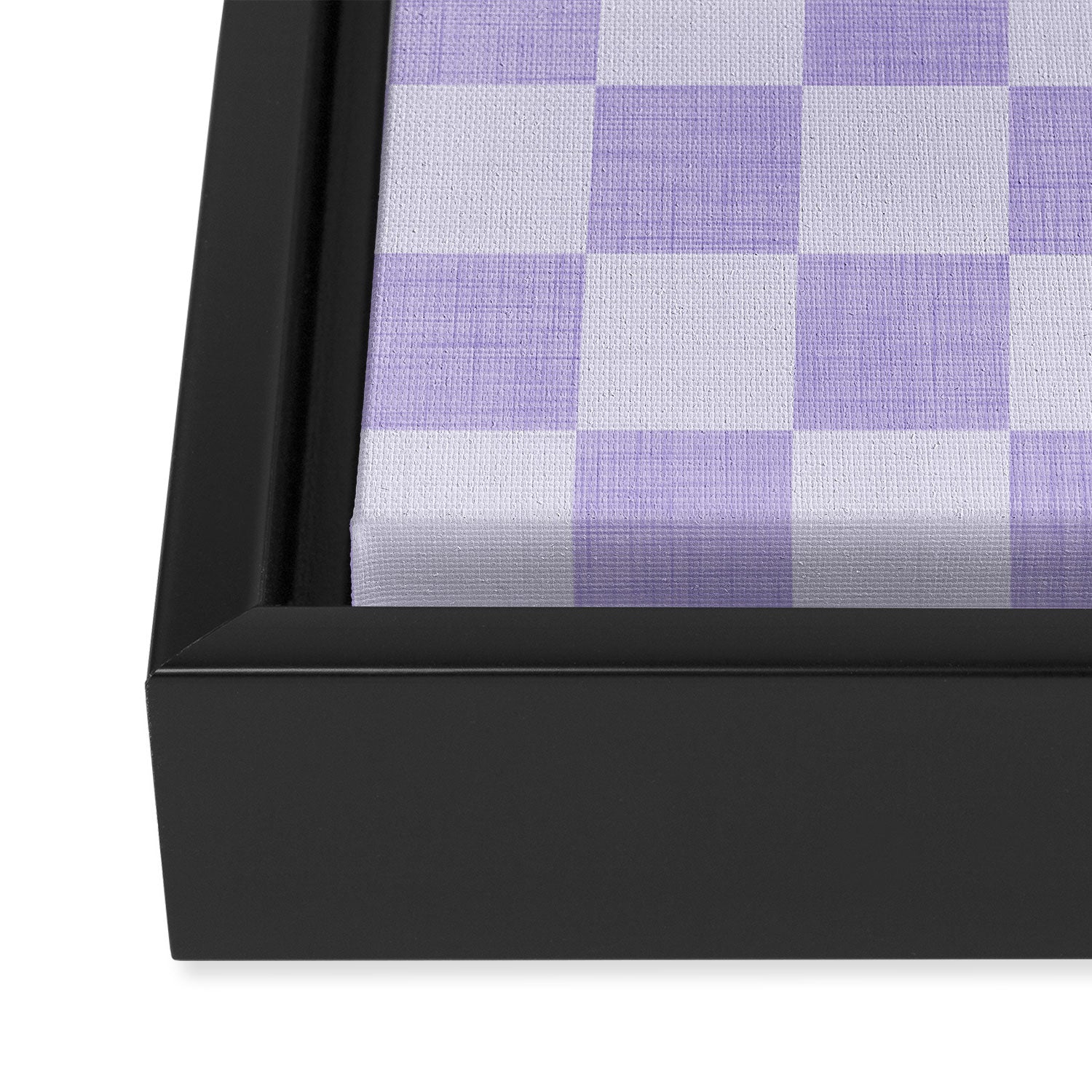 Linen Check Pattern - Lavender Framed Canvas Print Gallery Image 3