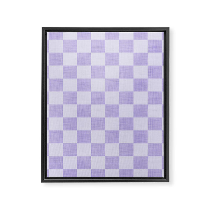 Linen Check Pattern - Lavender Framed Canvas Print Gallery Image 1