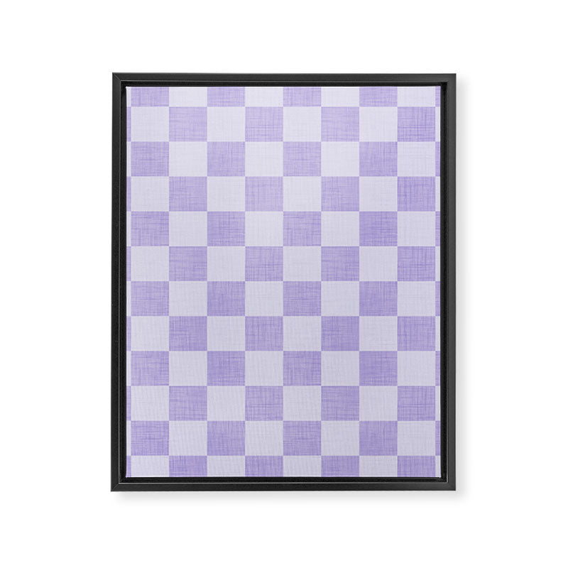 Linen Check Pattern - Lavender Framed Canvas Print Gallery Image 8