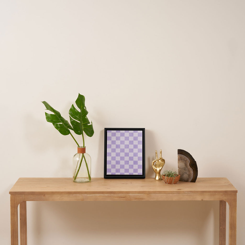 Linen Check Pattern - Lavender Framed Canvas Print Gallery Image 4