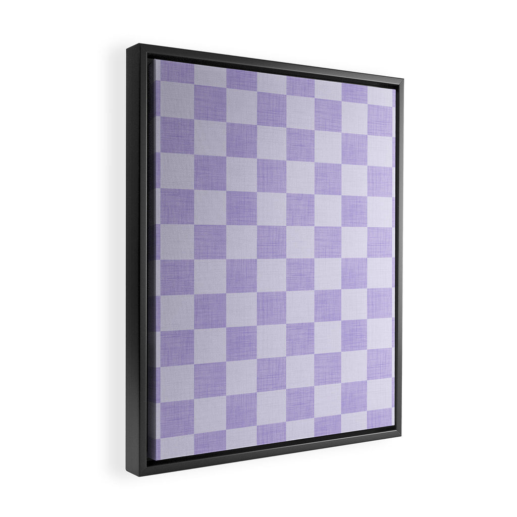 Linen Check Pattern - Lavender Framed Canvas Print Gallery Image 2