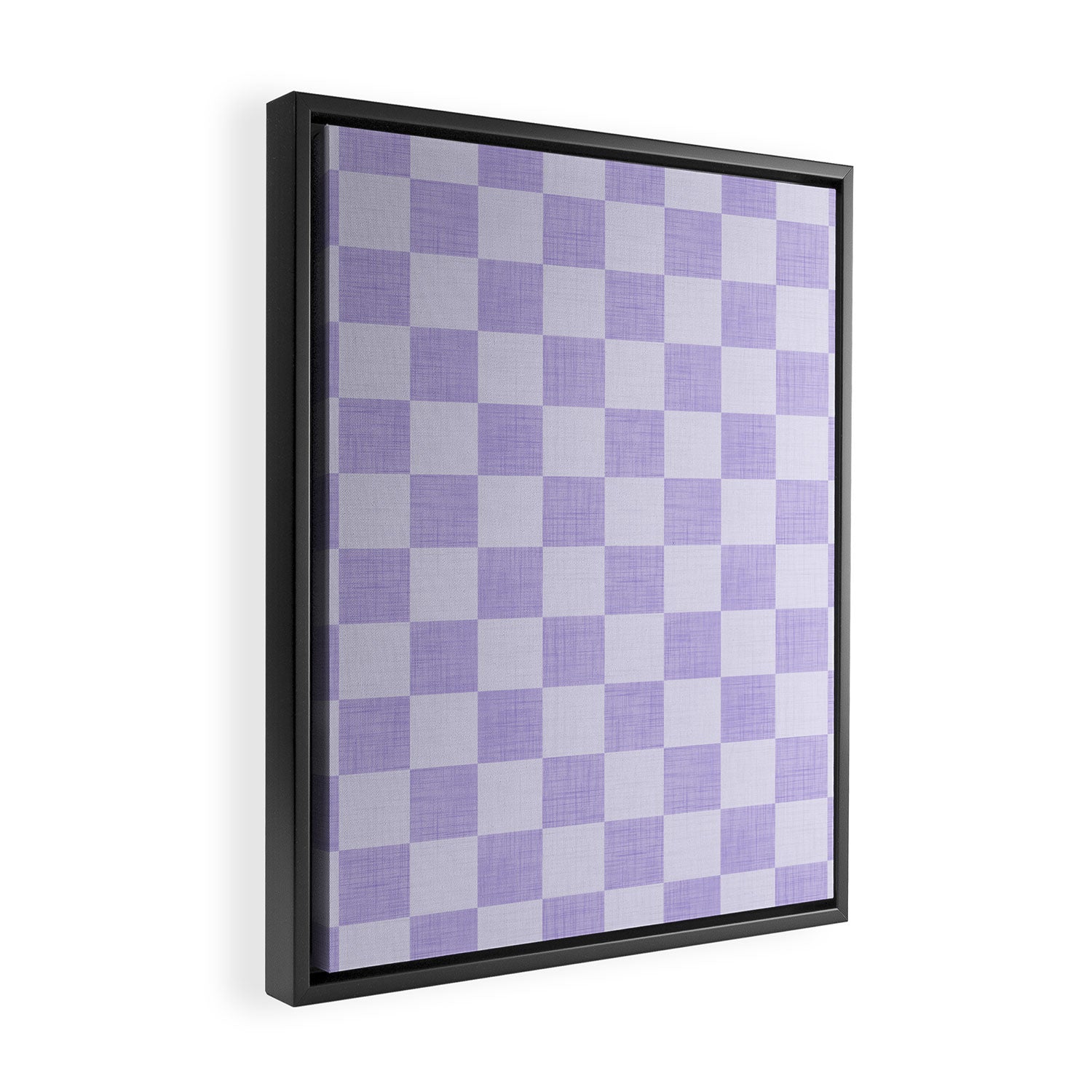 Linen Check Pattern - Lavender Framed Canvas Print Gallery Image 2