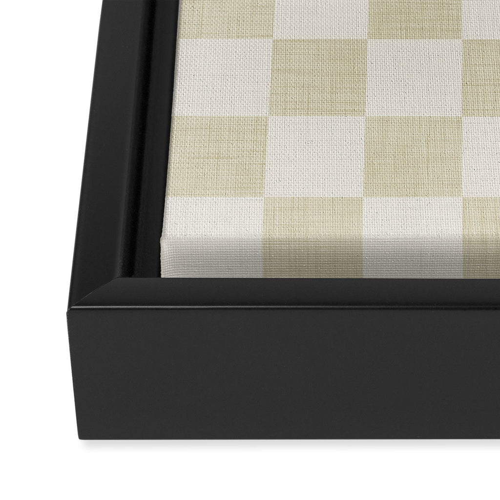 Linen Check Pattern - Mocha Brown Framed Canvas Print Gallery Image 3