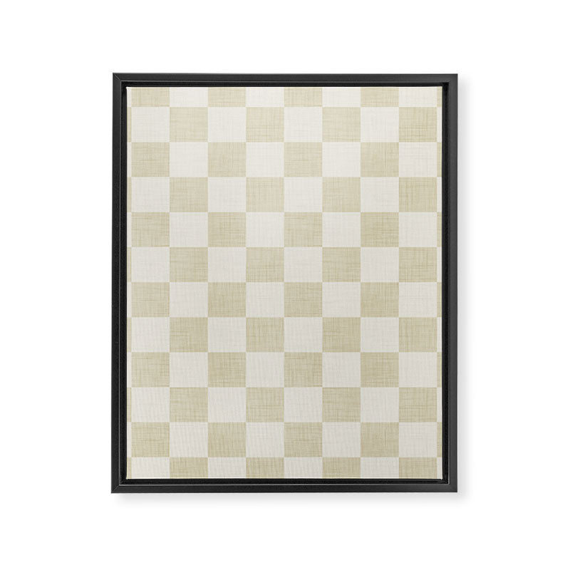 Linen Check Pattern - Mocha Brown Framed Canvas Print Gallery Image 8