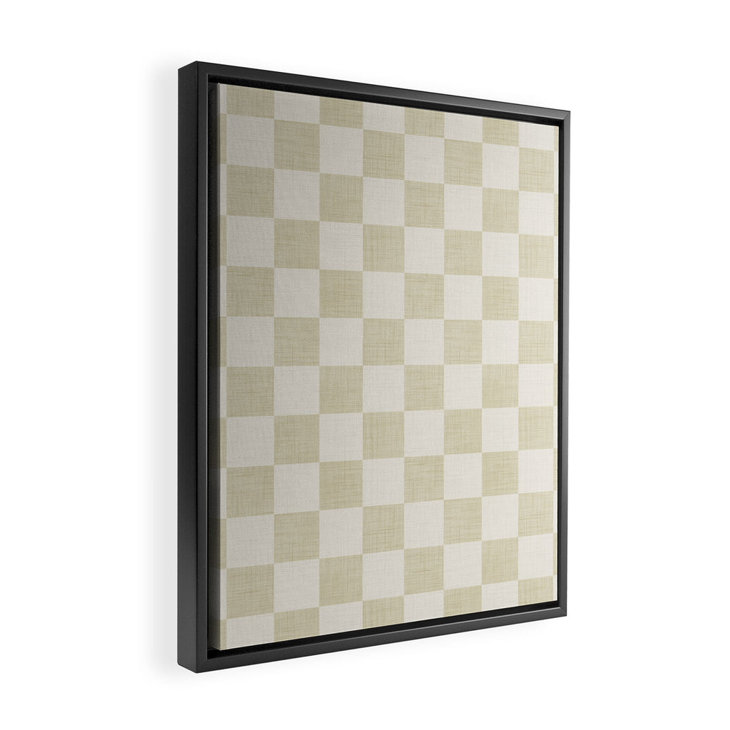 Linen Check Pattern - Mocha Brown Framed Canvas Print Gallery Image 2