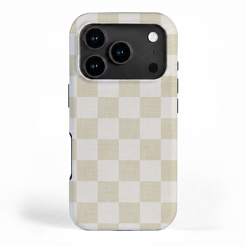 Linen Check Pattern - Mocha Brown iPhone Case Gallery Image 1