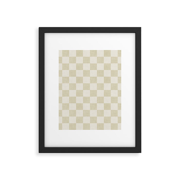 Linen Check Pattern - Mocha Brown Framed Art Print Gallery Image 1