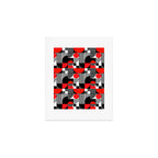 Mid Century Modern Geometric Shapes and Stripes No. 2 Red, Gray, Black Art Print Gallery Image 1