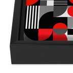 Mid Century Modern Geometric Shapes and Stripes No. 2 Red, Gray, Black Framed Canvas Print Gallery Image 3
