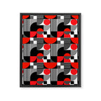 Mid Century Modern Geometric Shapes and Stripes No. 2 Red, Gray, Black Framed Canvas Print Gallery Image 8