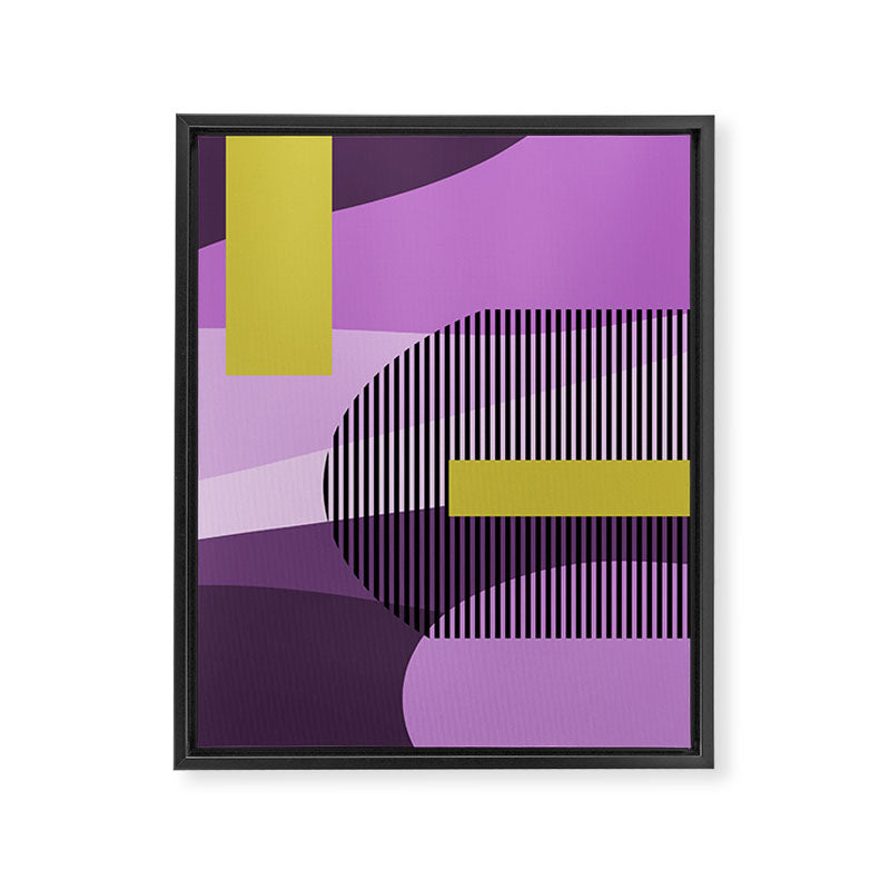  Retro Abstract And Geometric Shapes Purple, Mustard Yellow, Pink, Black Framed Canvas Print Gallery Image 8