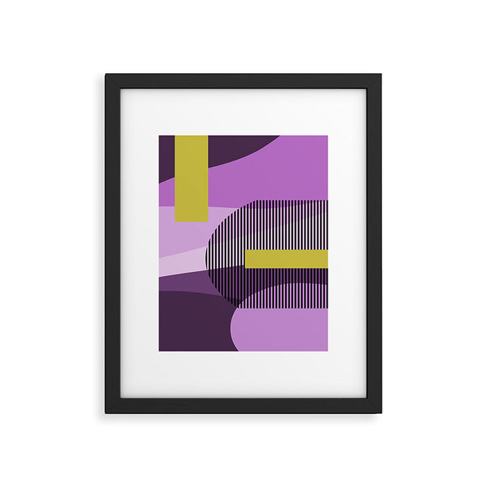  Retro Abstract And Geometric Shapes Purple, Mustard Yellow, Pink, Black Framed Art Print Gallery Image 1