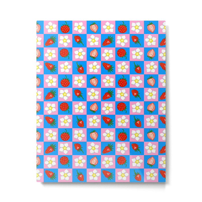 Strawberry Checkerboard - Blue And Pink Metal Print Gallery Image 1