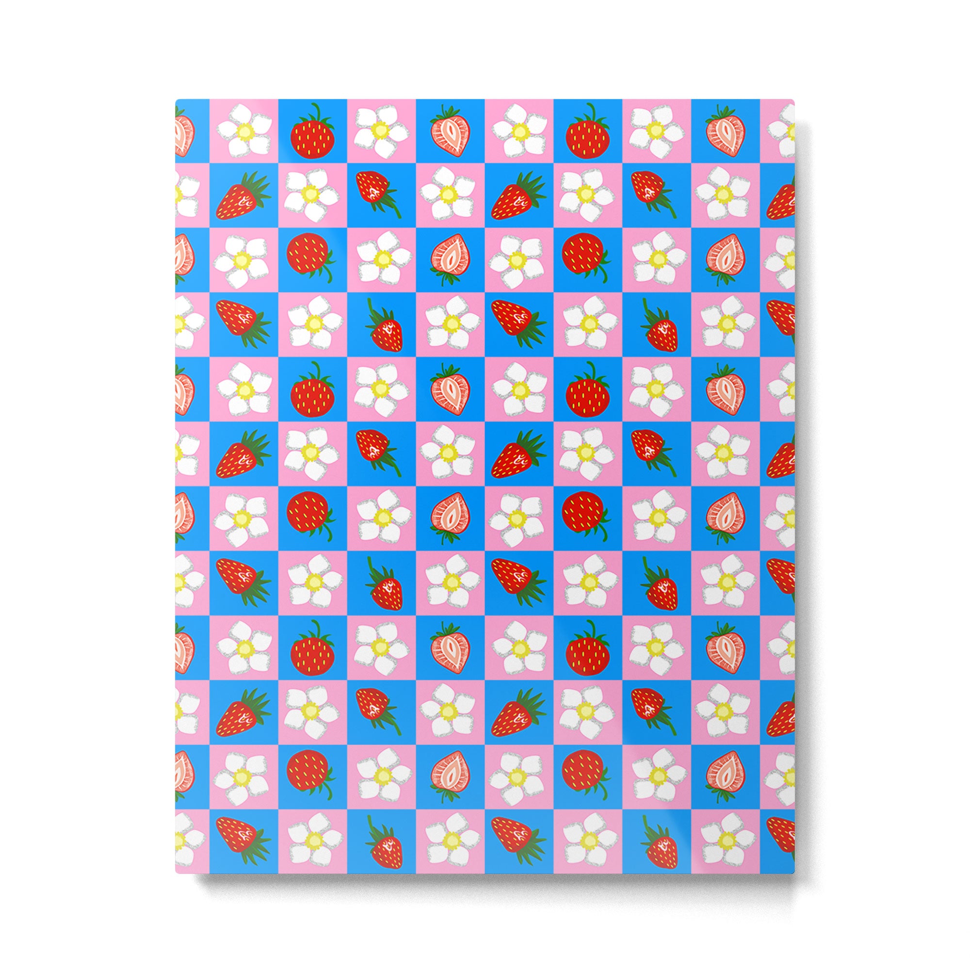 Strawberry Checkerboard - Blue And Pink Metal Print Gallery Image 6