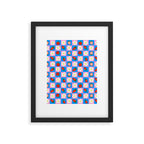 Strawberry Checkerboard - Blue And Pink Framed Art Print Gallery Image 6