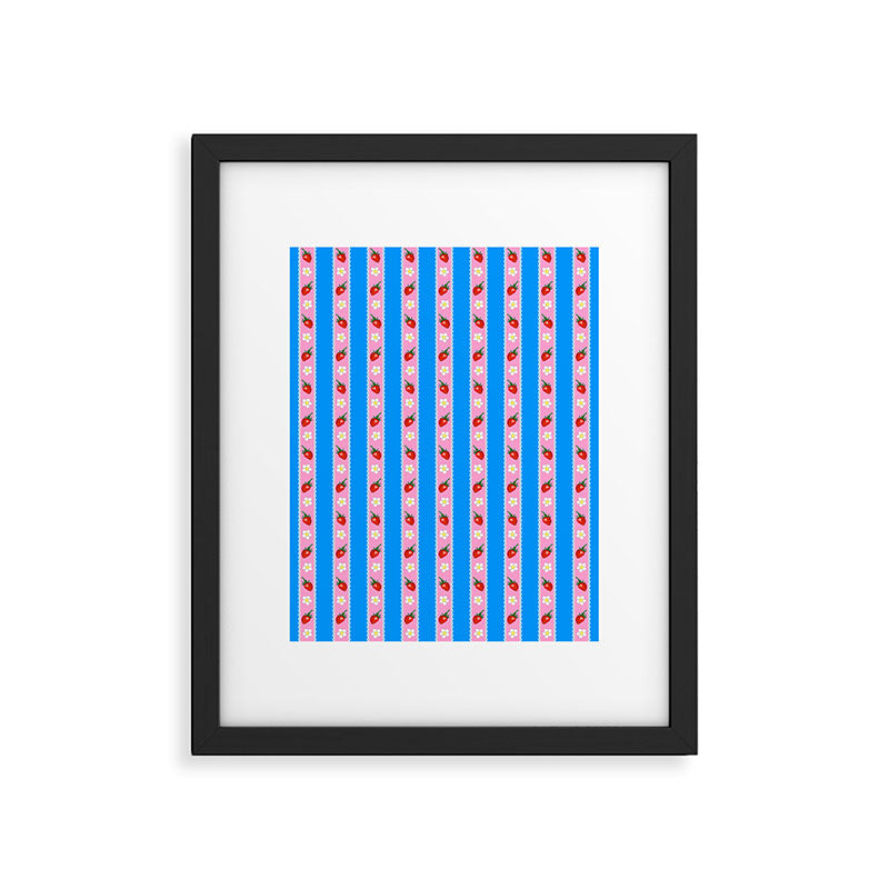 Strawberry Ribbons On Blue Framed Art Print Gallery Image 6