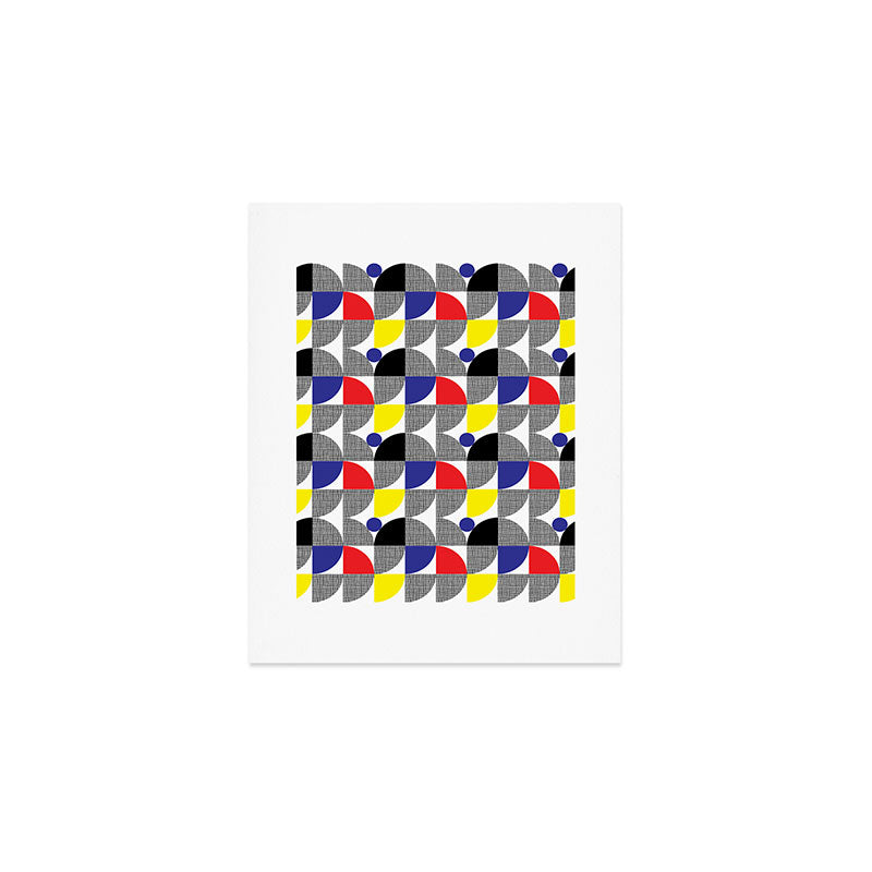 Textured Mid-century Circles 5 - Red, Blue, Yellow On White Art Print Gallery Image 1