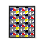 Textured Mid-century Circles 5 - Red, Blue, Yellow On White Framed Canvas Print Gallery Image 8