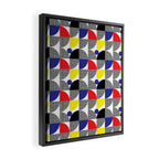 Textured Mid-century Circles 5 - Red, Blue, Yellow On White Framed Canvas Print Gallery Image 2