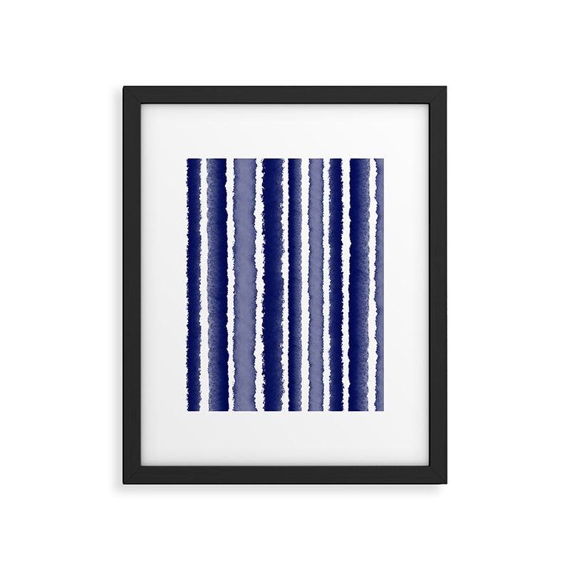 Wide Watercolor Stripes - Indigo Blue  Framed Art Print Gallery Image 6