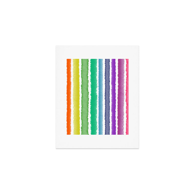 Wide Watercolor Stripes - Rainbow Colors Art Print Gallery Image 1