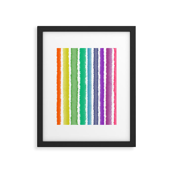 Wide Watercolor Stripes - Rainbow Colors Framed Art Print Gallery Image 1