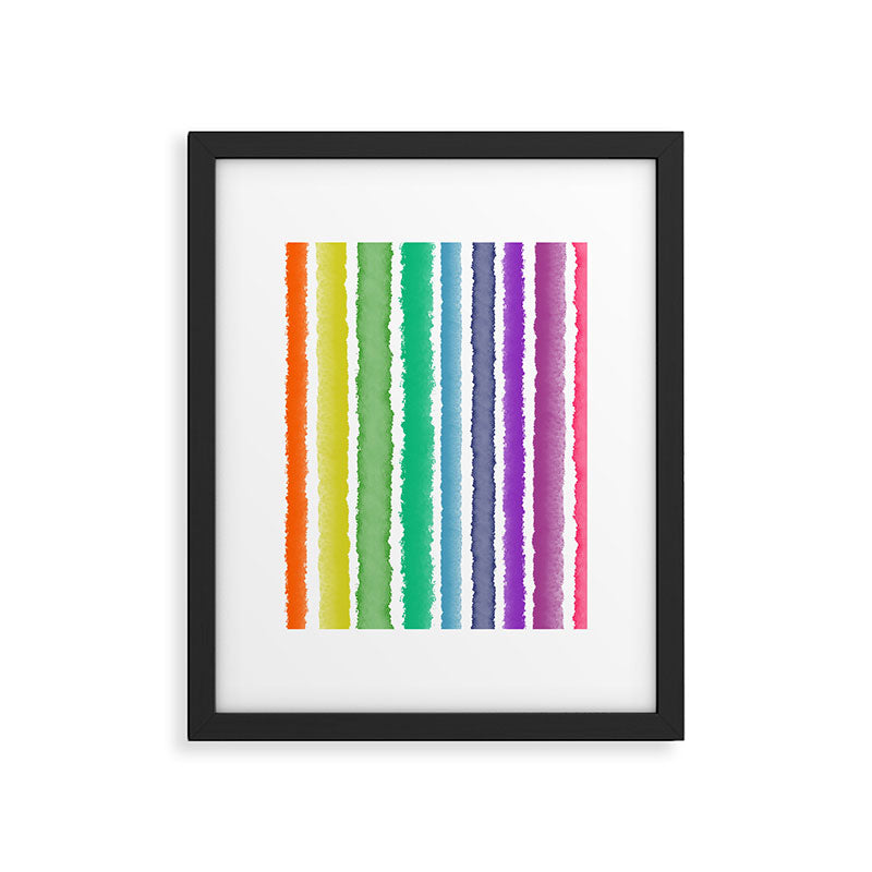 Wide Watercolor Stripes - Rainbow Colors Framed Art Print Gallery Image 6