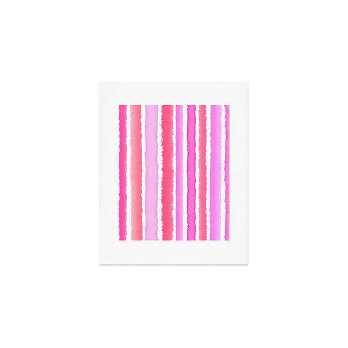 Wide Watercolour Stripes - Pink Art Print Gallery Image 1